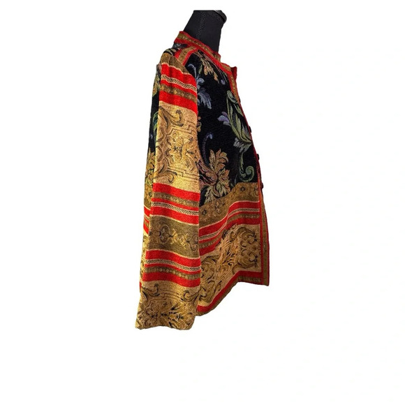 Vintage Sag Harbor Red Brown Carpet Bag Canvas Jacket Button Up Size 10 - Picture 4 of 7